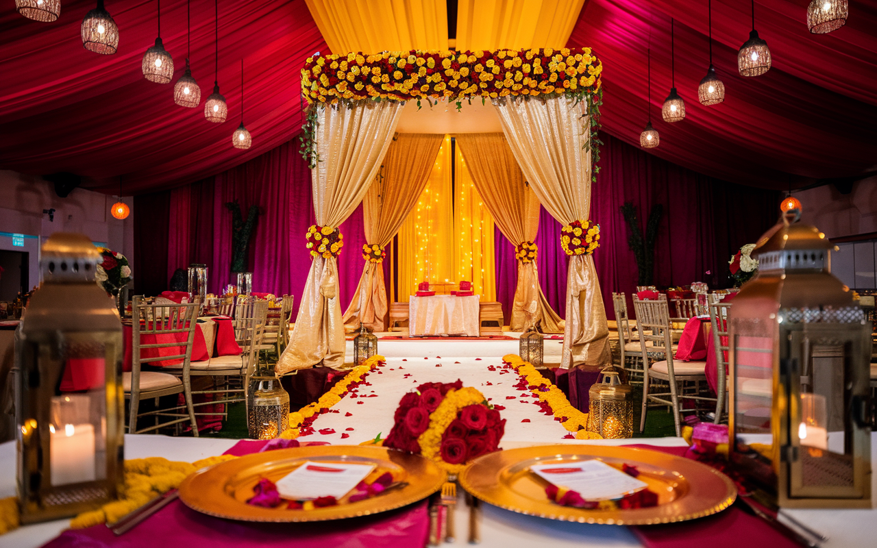 Bold Marigold and Rose Mandap