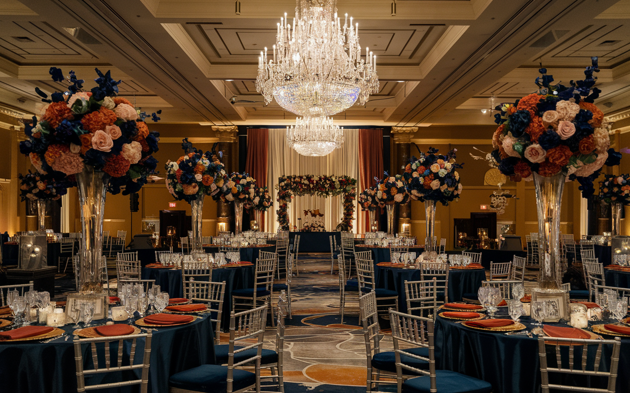 17 Navy Blue and Burnt Orange Wedding Ideas That Will Make Your Big Day ... - Deep Navy Tones For Staircases