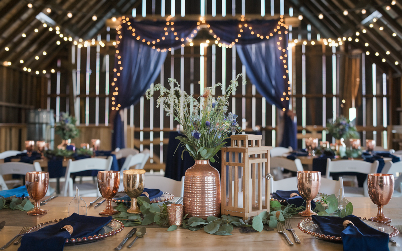 Rustic Barn Navy & Copper Glow