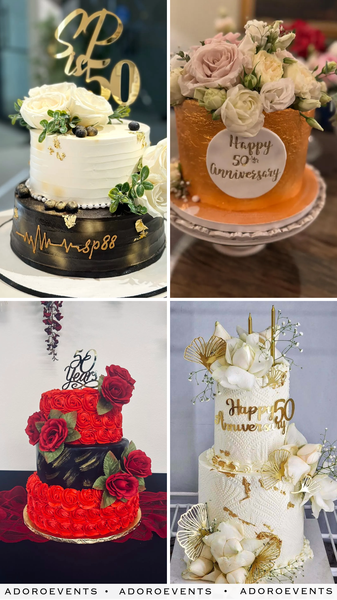 Collage of 50th Anniversary Cake Ideas