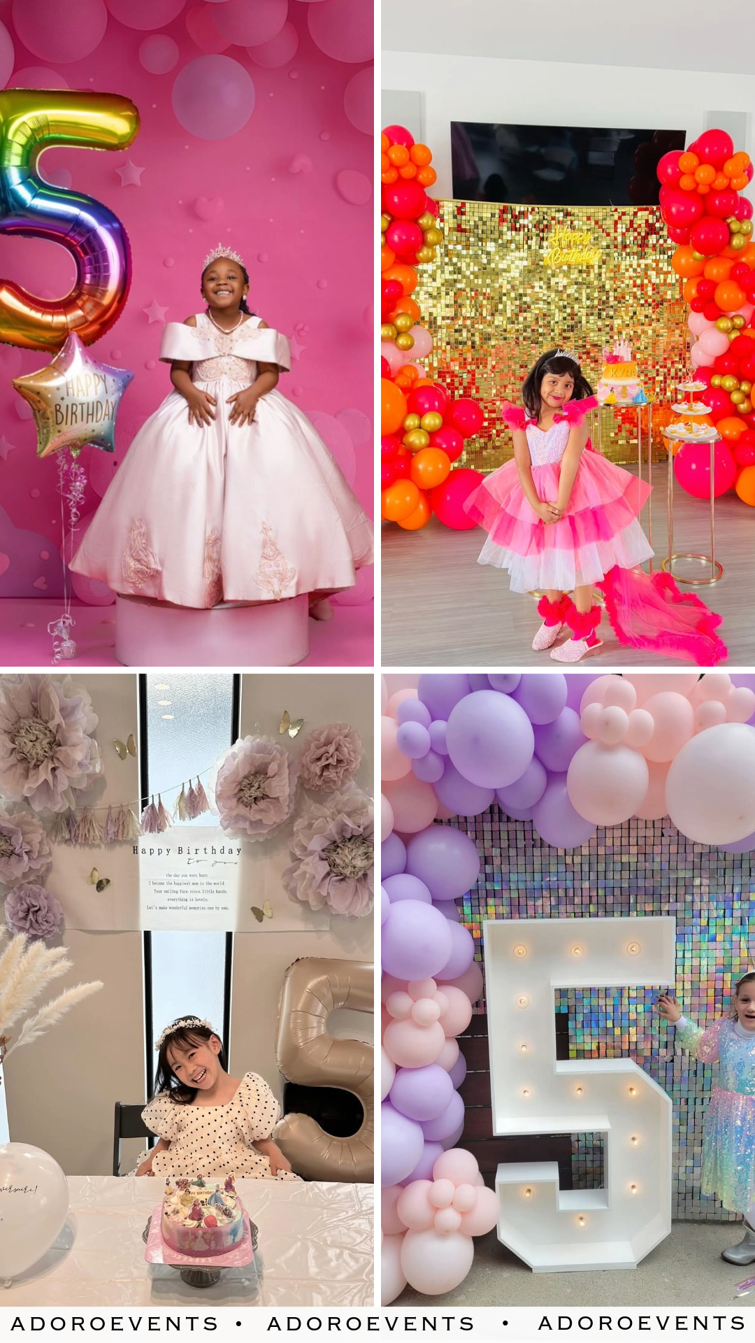 Collage of  5th Birthday Themes for Girls