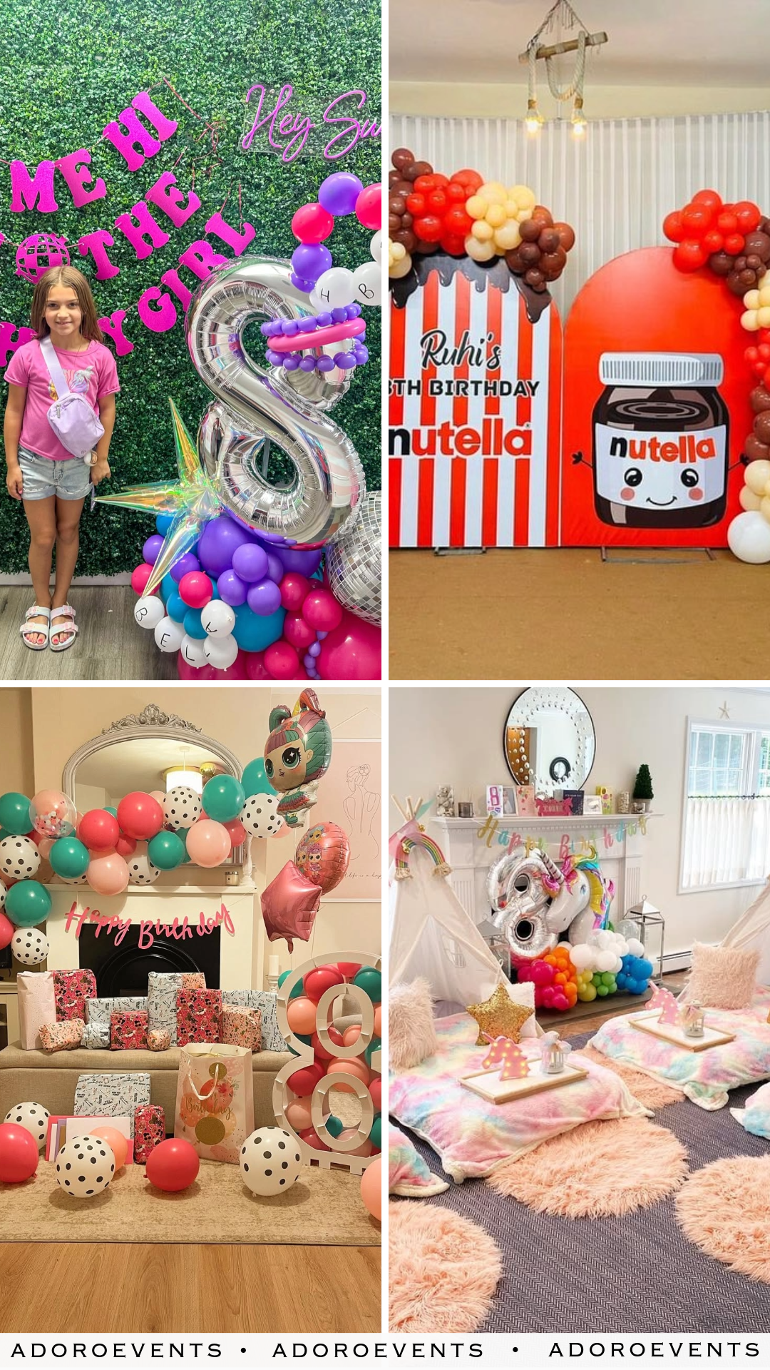 Collage of 8th Birthday Themes for Girl