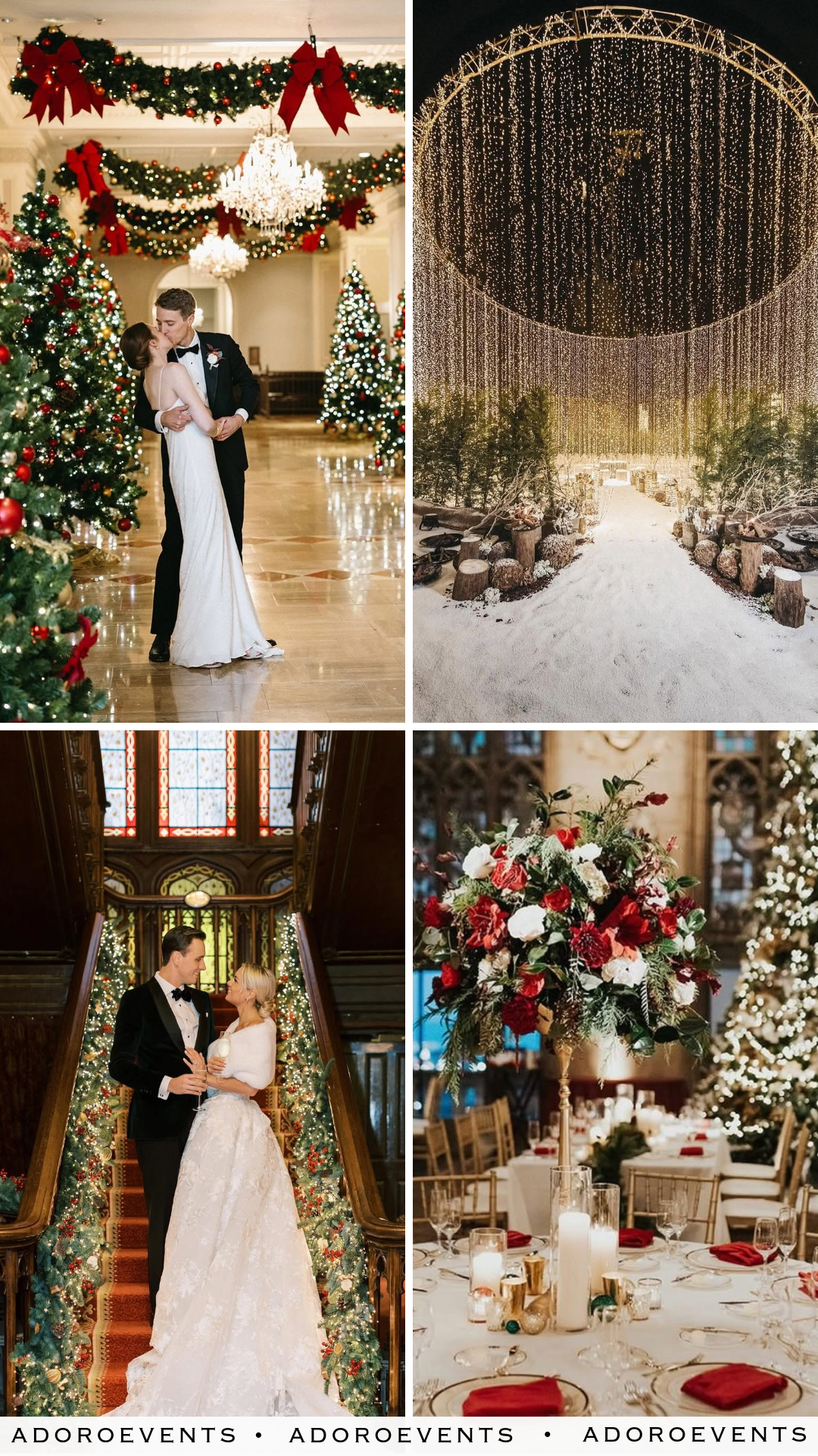 Collage of Christmas Wedding Reception Ideas