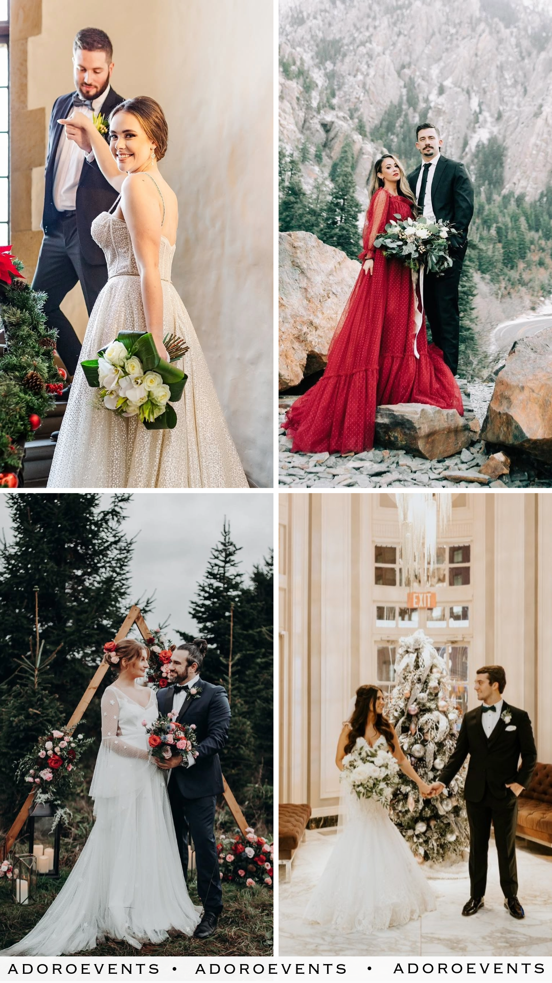 Collage of Christmas Wedding Shoot Ideas