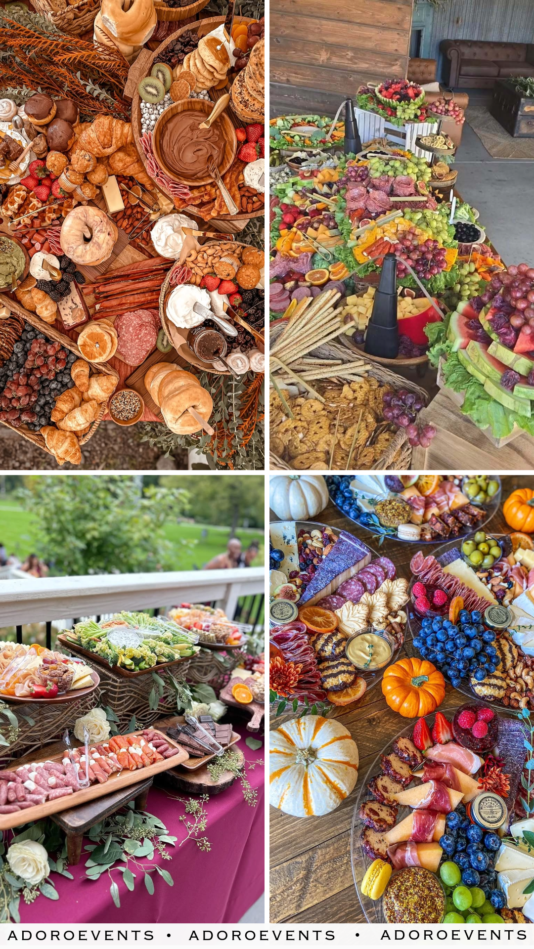 Collage of Fall Wedding Charcuterie Board Ideas