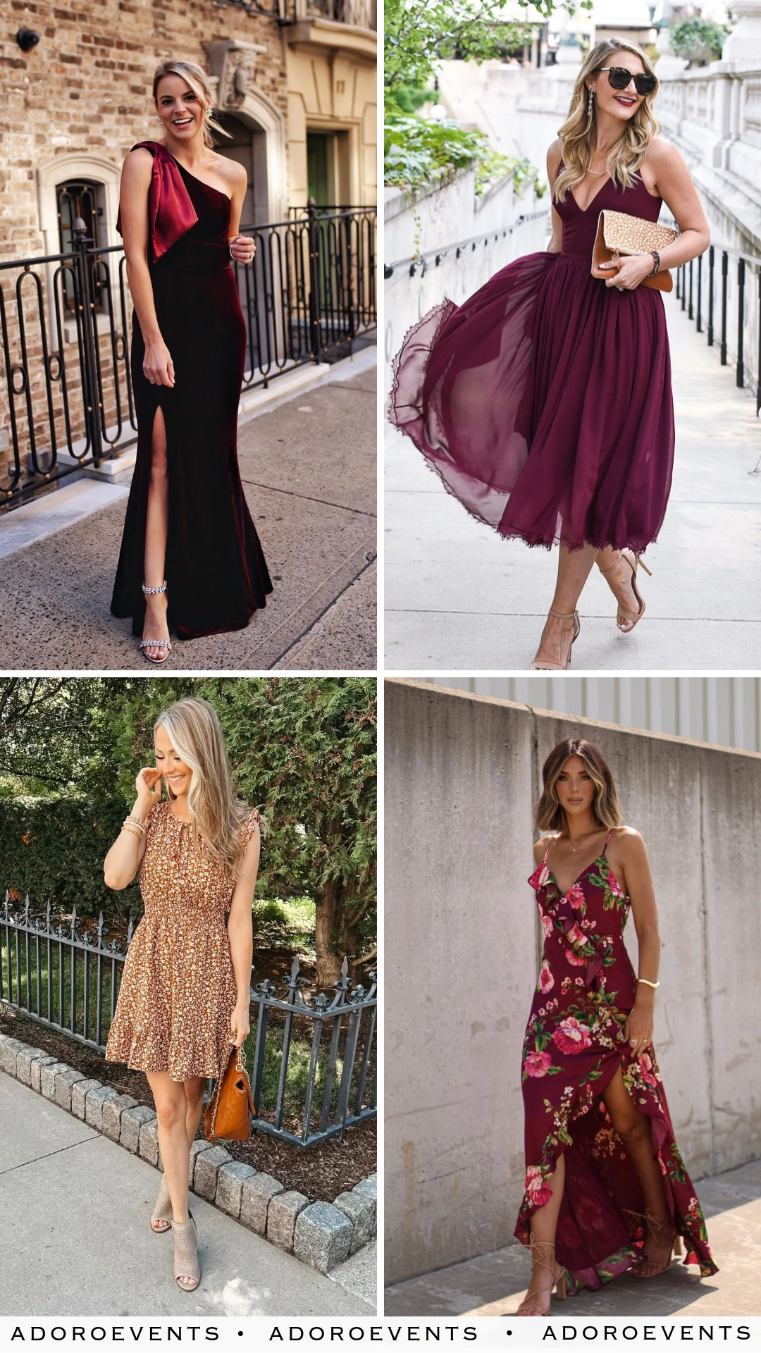 Collage of Fall Wedding Guest dress Ideas
