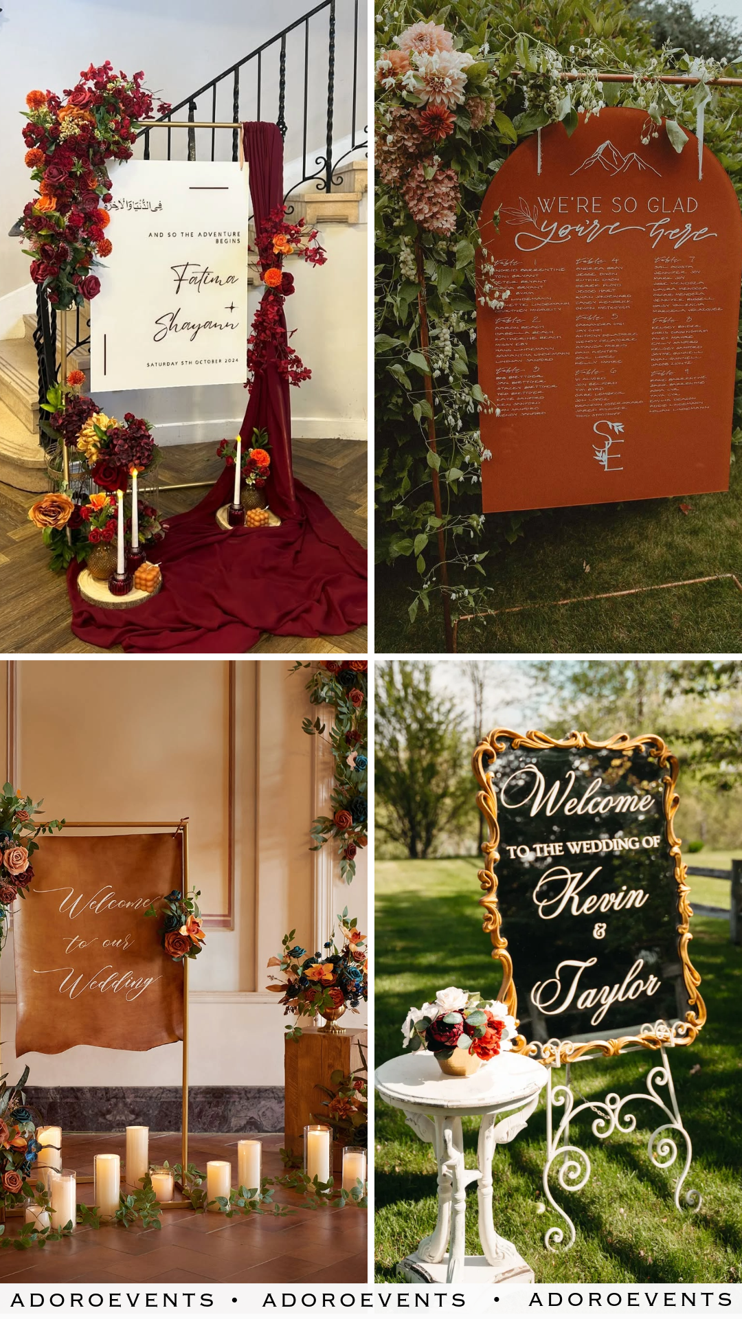 Collage of Fall Wedding Signage Ideas