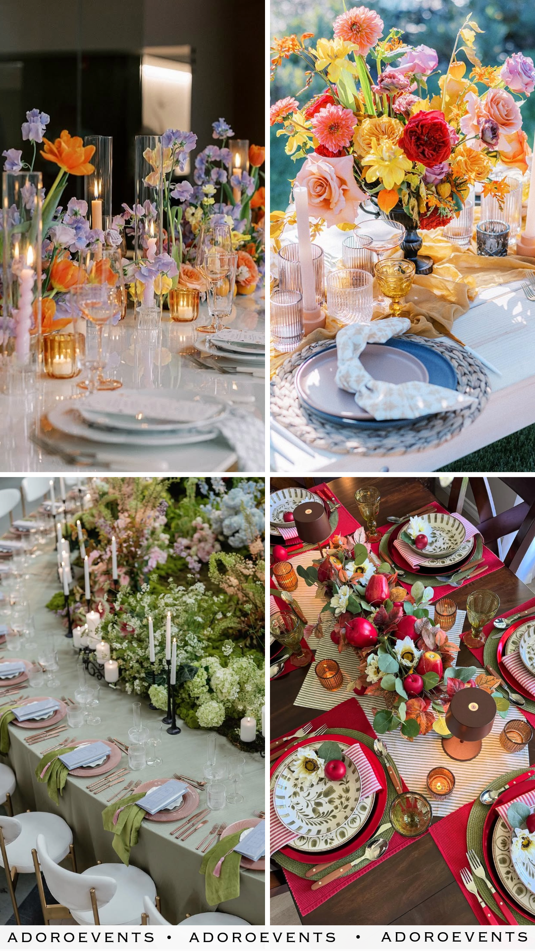 Collage of Fall Wedding Table Setting Decor Ideas