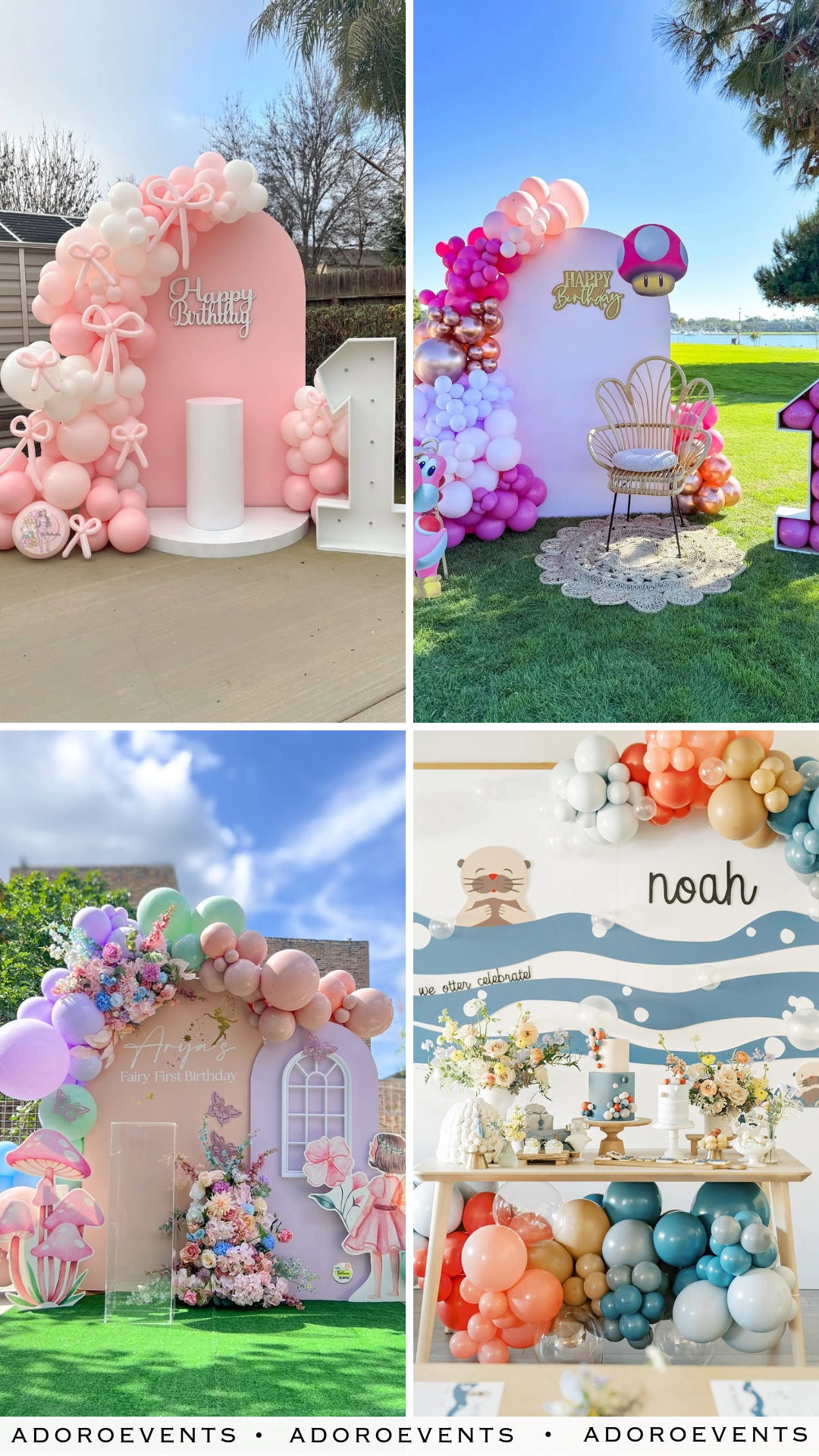 Collage of First birthday themes