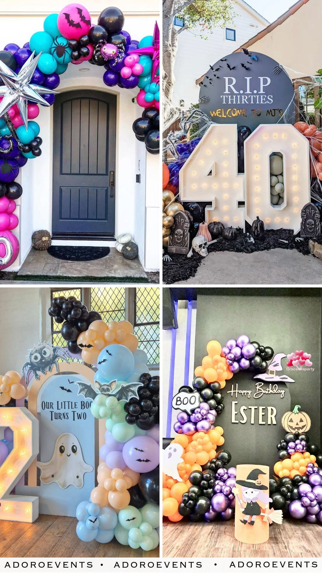 Collage of  Halloween Birthday Decor Ideas