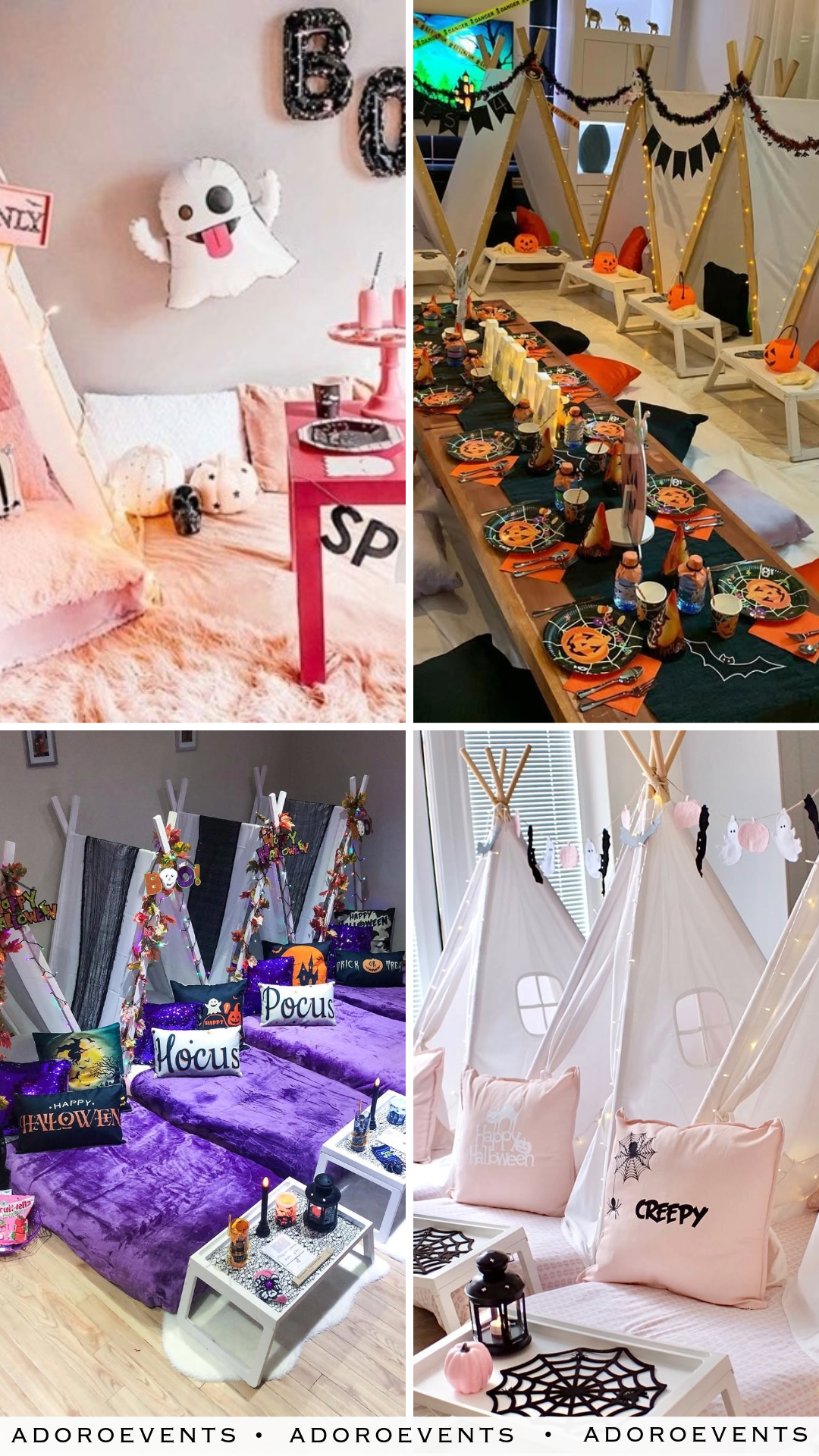 Collage of Halloween Sleepover Party Ideas