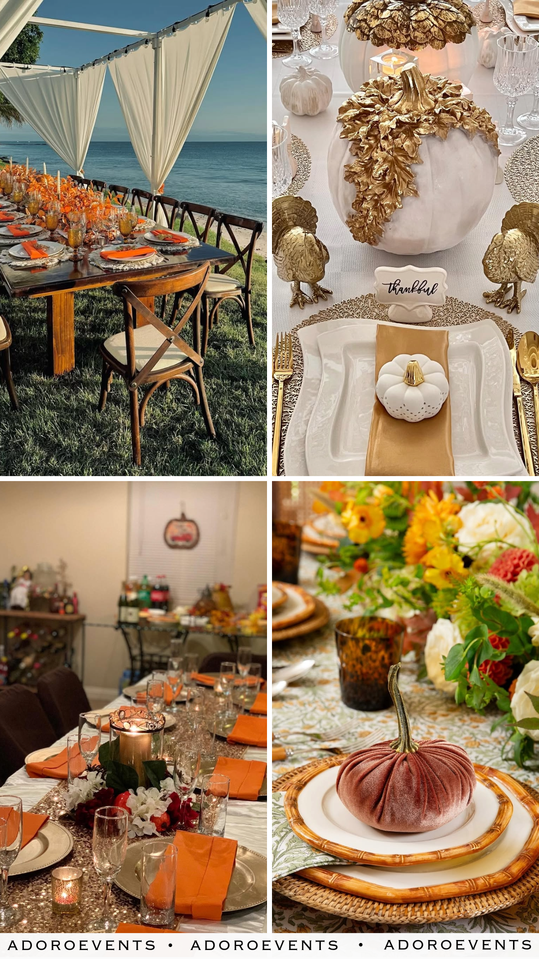 Collage of Thanksgiving Wedding Tablescape Ideas