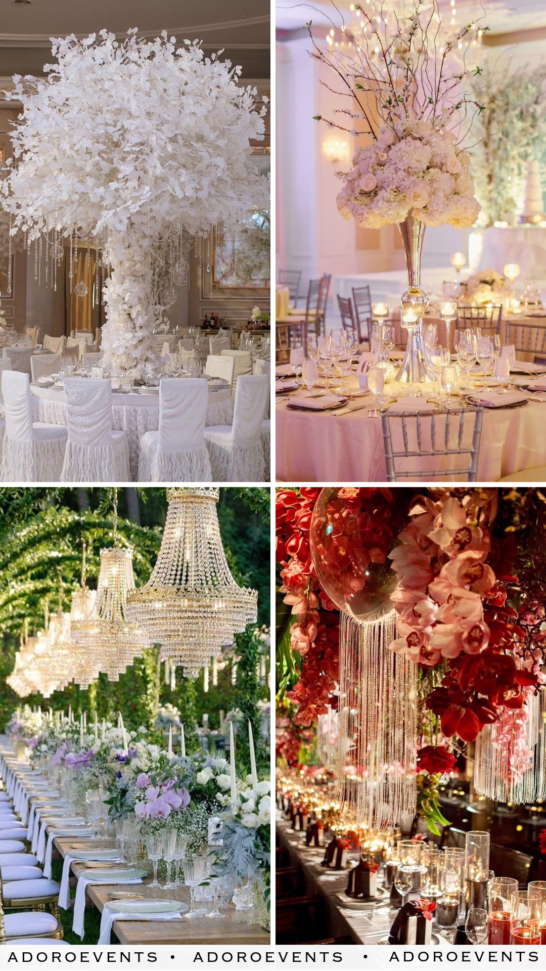 Collage of Winter Wedding Reception Flower Ideas