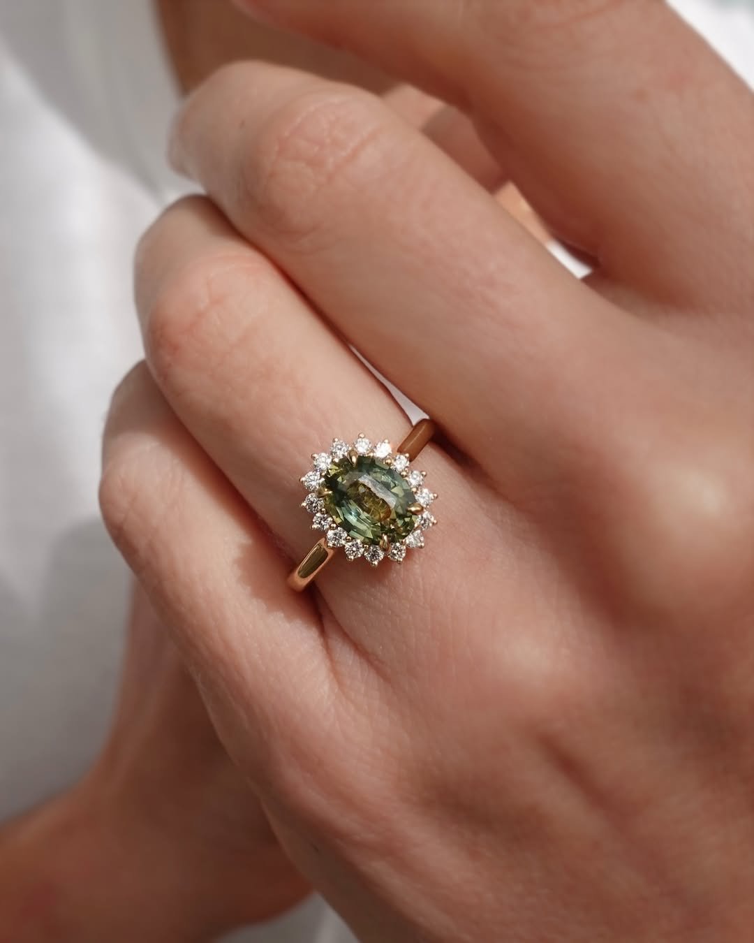  Green Sapphire Halo 