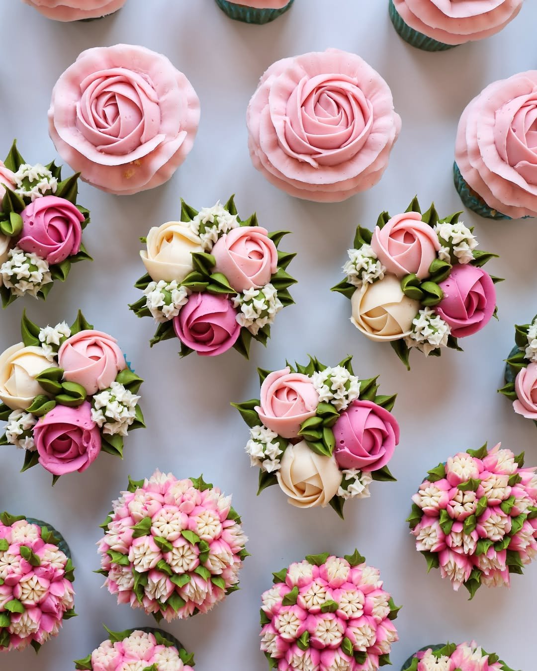 Pastel Rose Garden Cupcakes 