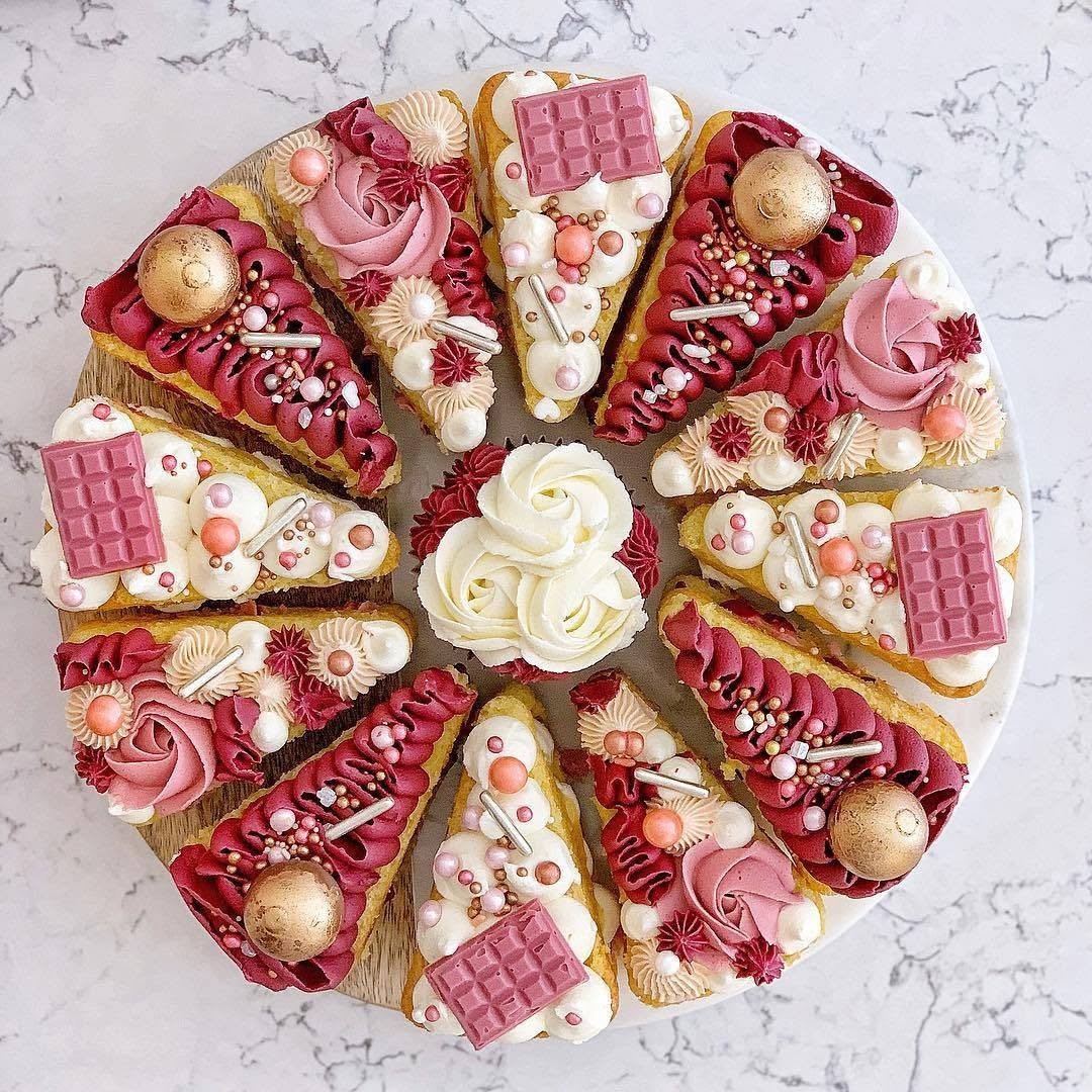 Pink & Pearl Cake Slices 