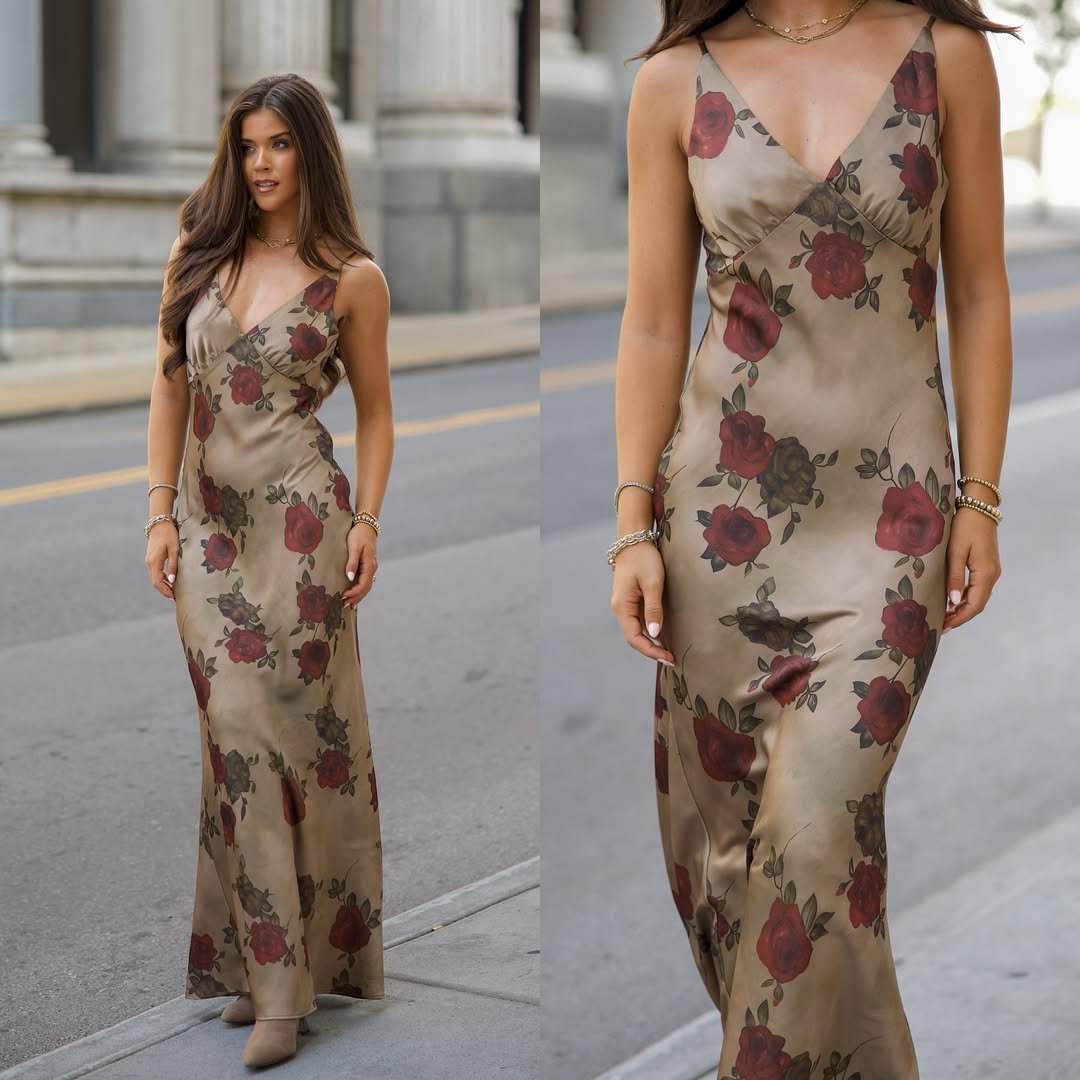 Rose-Print Satin 