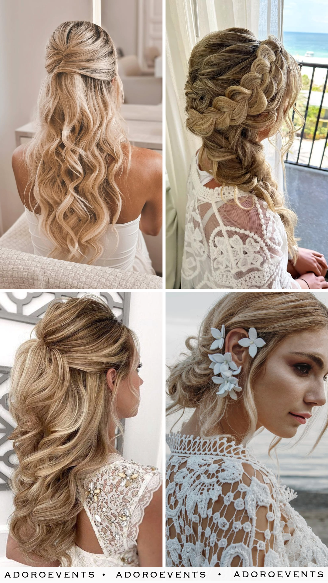 Collage of Beach Wedding Hairstyle Ideas