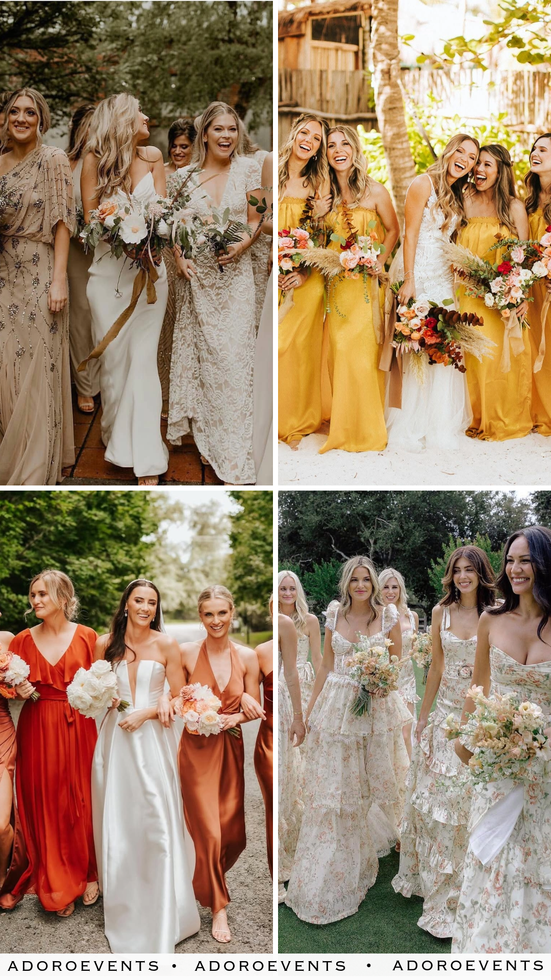 Collage of Boho Bridesmaid Dresses Ideas