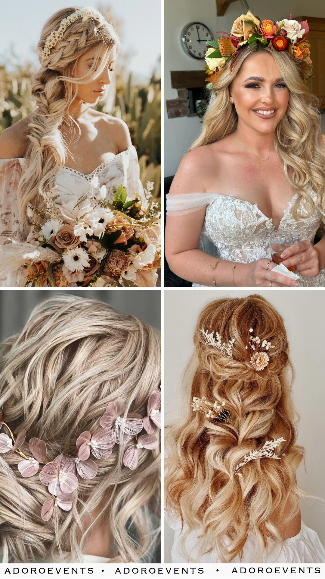 Collage of Boho Wedding Hairstyle Ideas