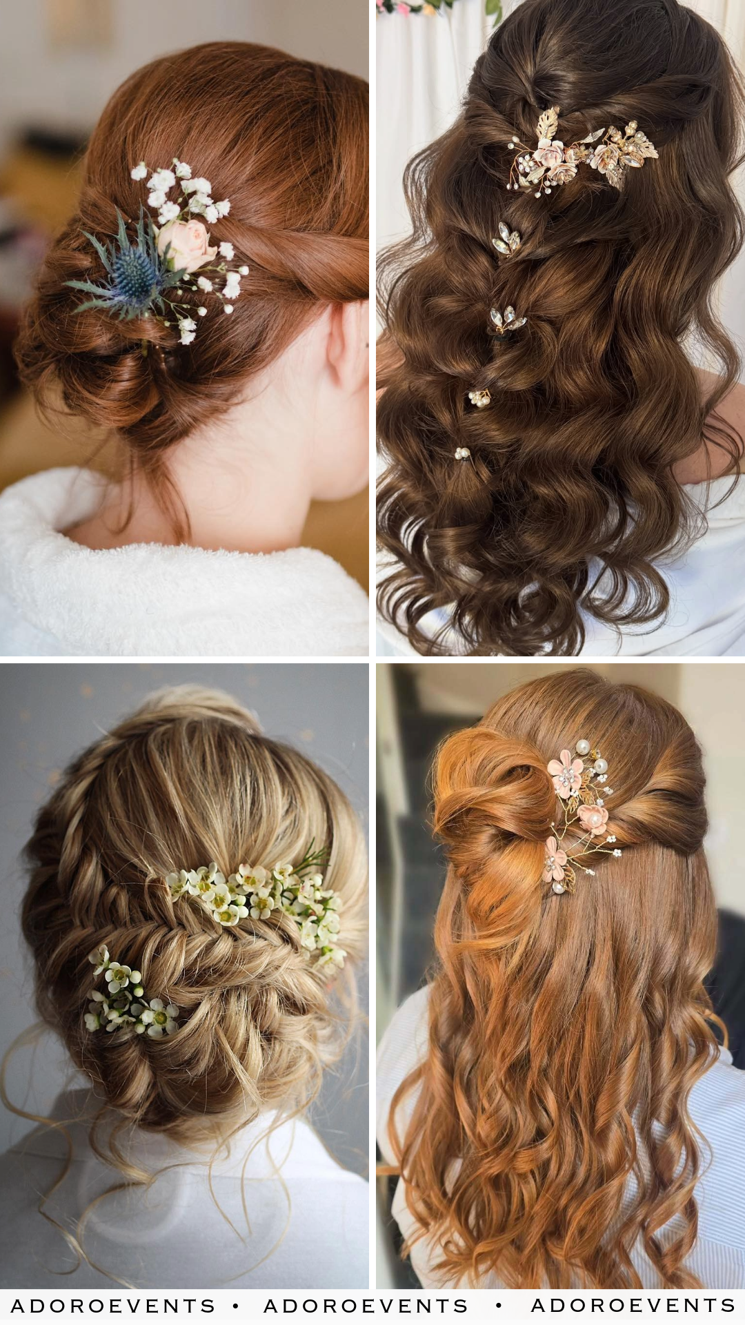 Collage of Bridesmaid Hairstyle with Flowers