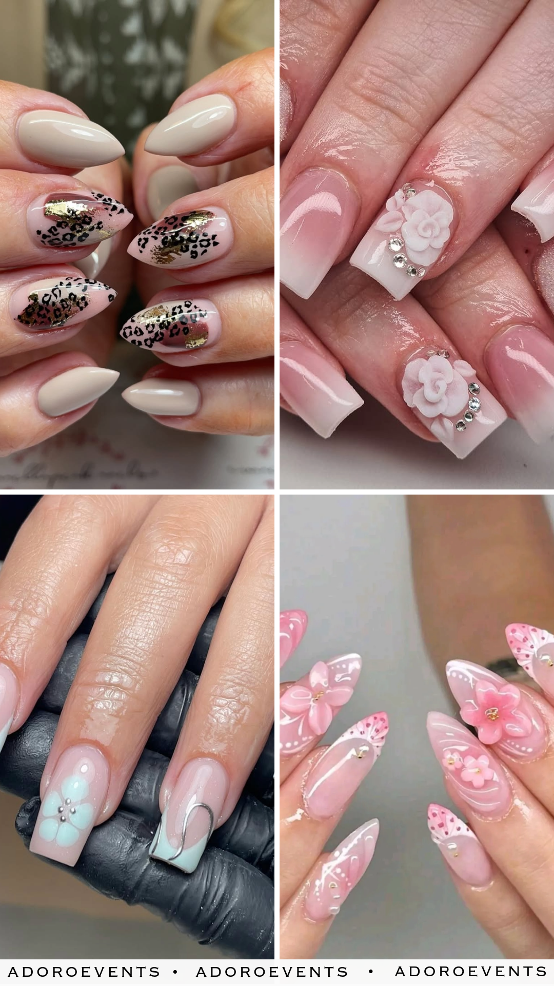 Collage of  Bridesmaid Nail Design Ideas