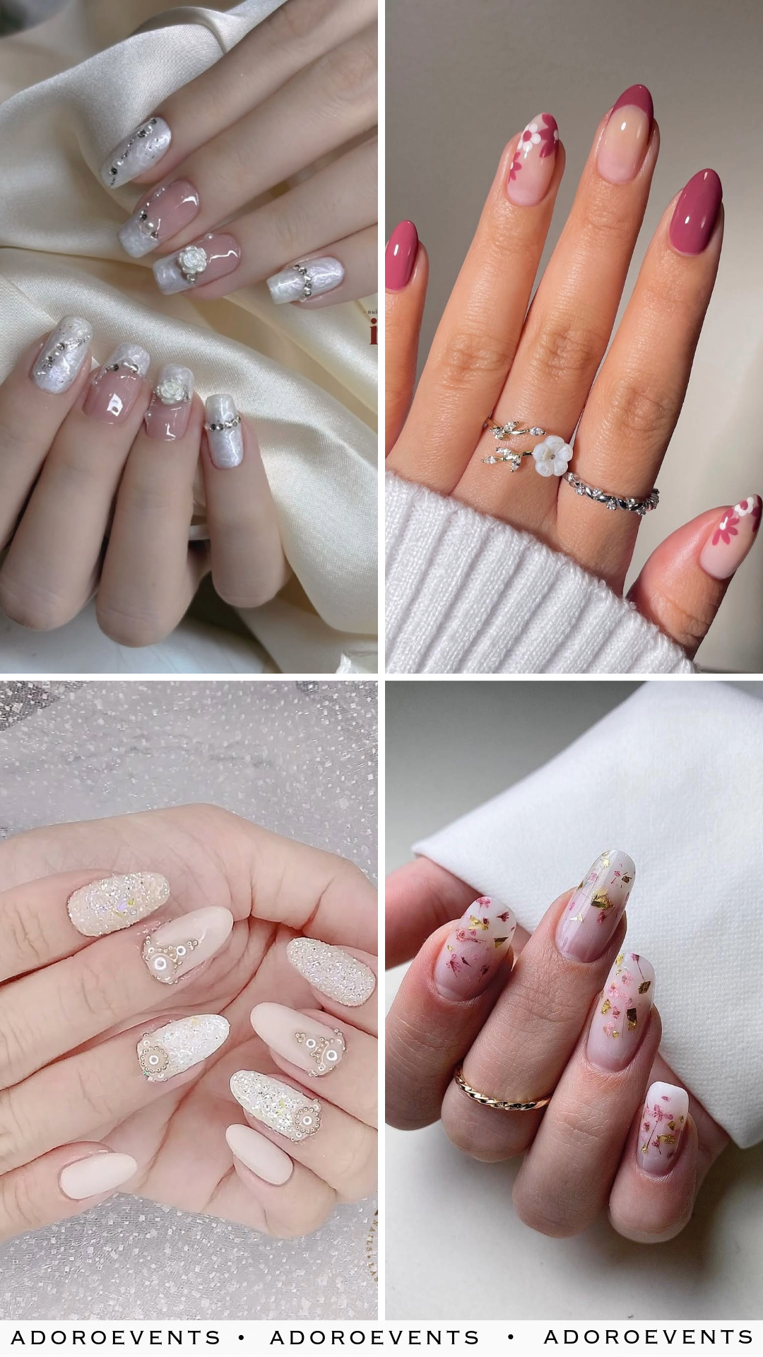 Collage of Classic Wedding Nail Ideas