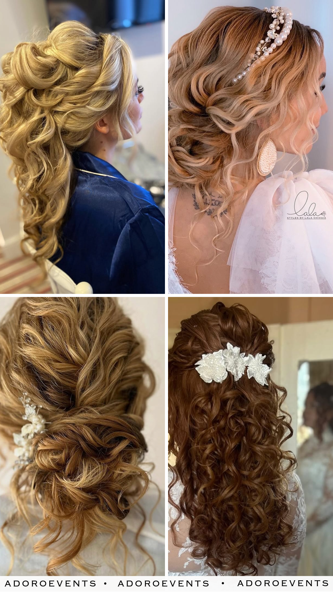 Collage of Curly Wedding Hairstyle Ideas