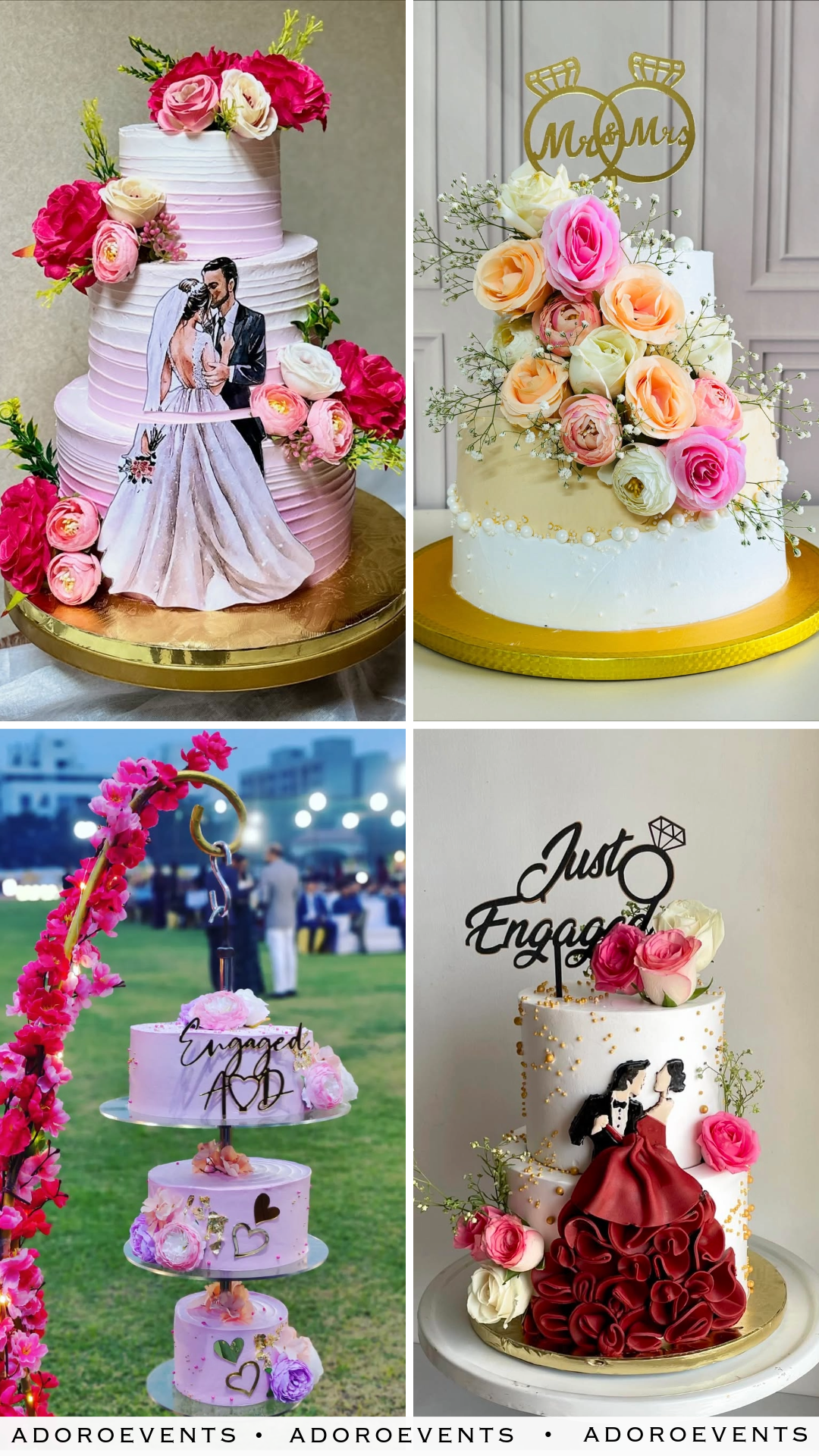 Collage of Engagement Party Cake Ideas