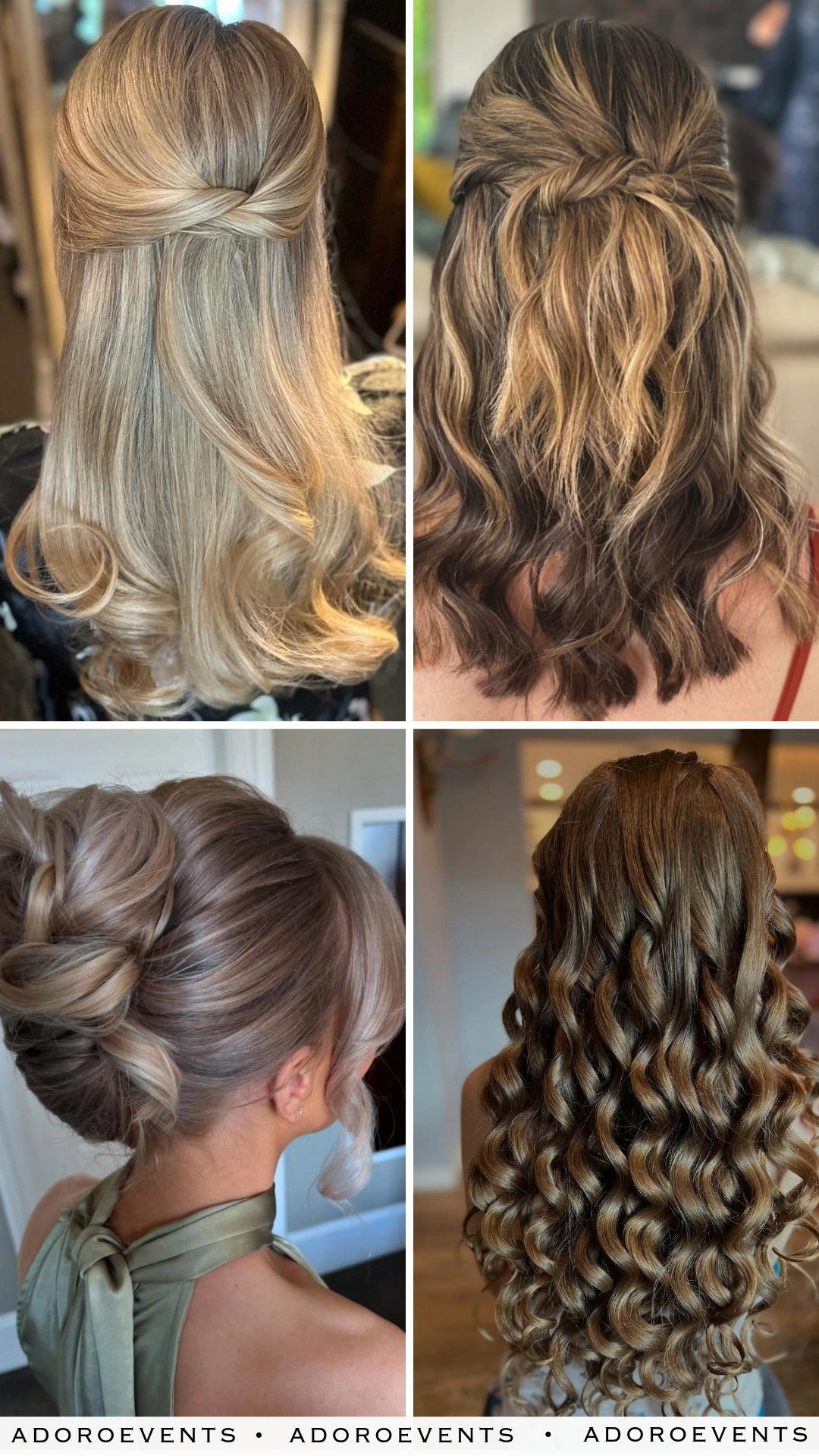 Collage of Fall Bridesmaid Wedding Hairstyle Ideas