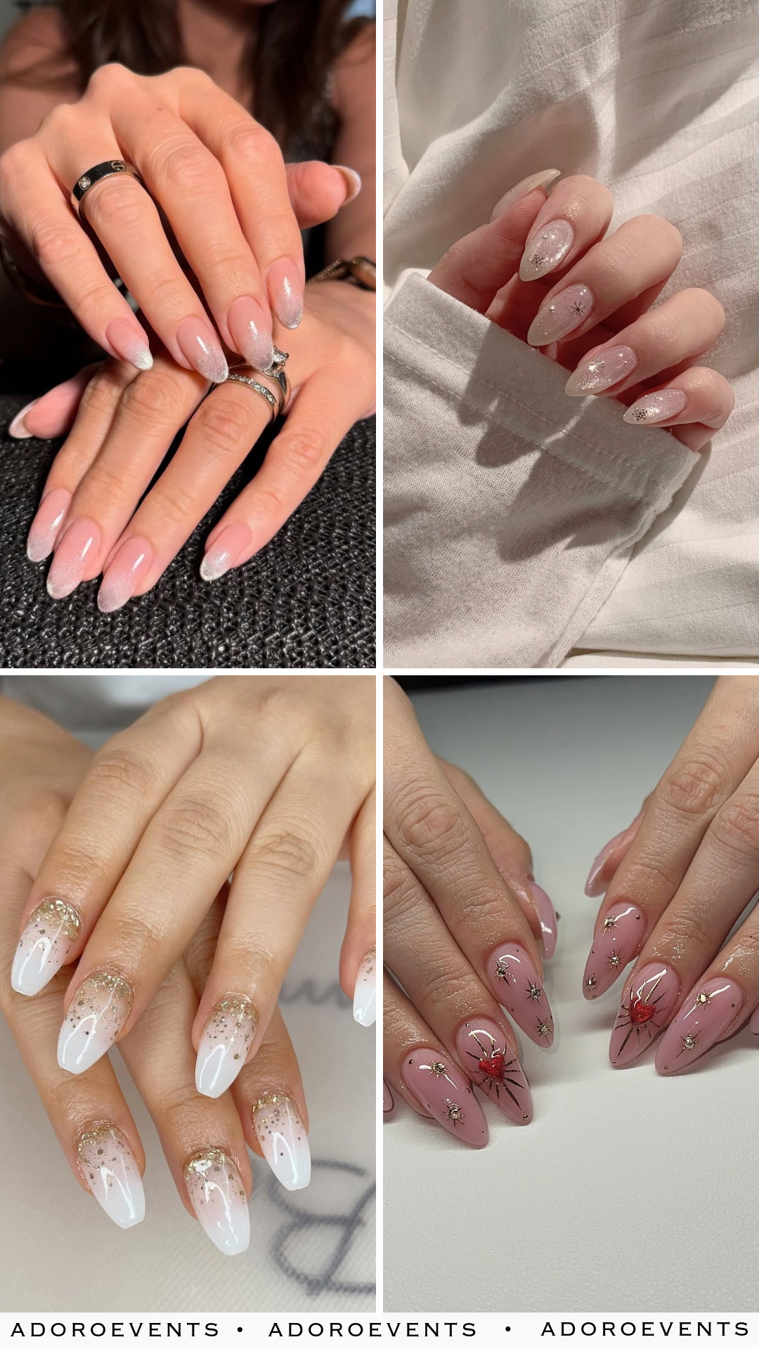 Collage of Fall Wedding Nail with Glitters