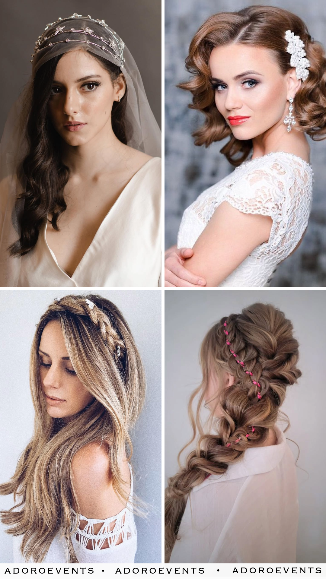Collage of Fall Wedding SIde Hairstyle Ideas