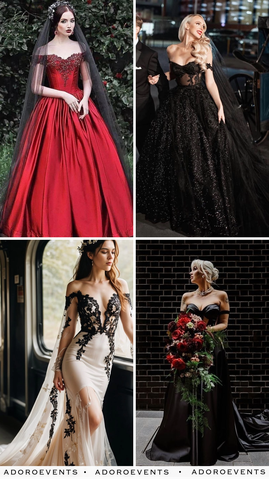 Collage of Gothic Wedding Dresses Ideas
