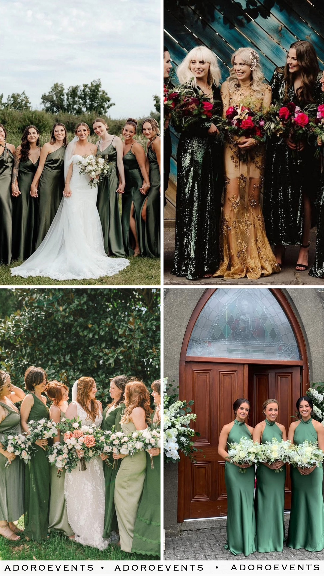Collage of Green Bridesmaid Dresses Ideas
