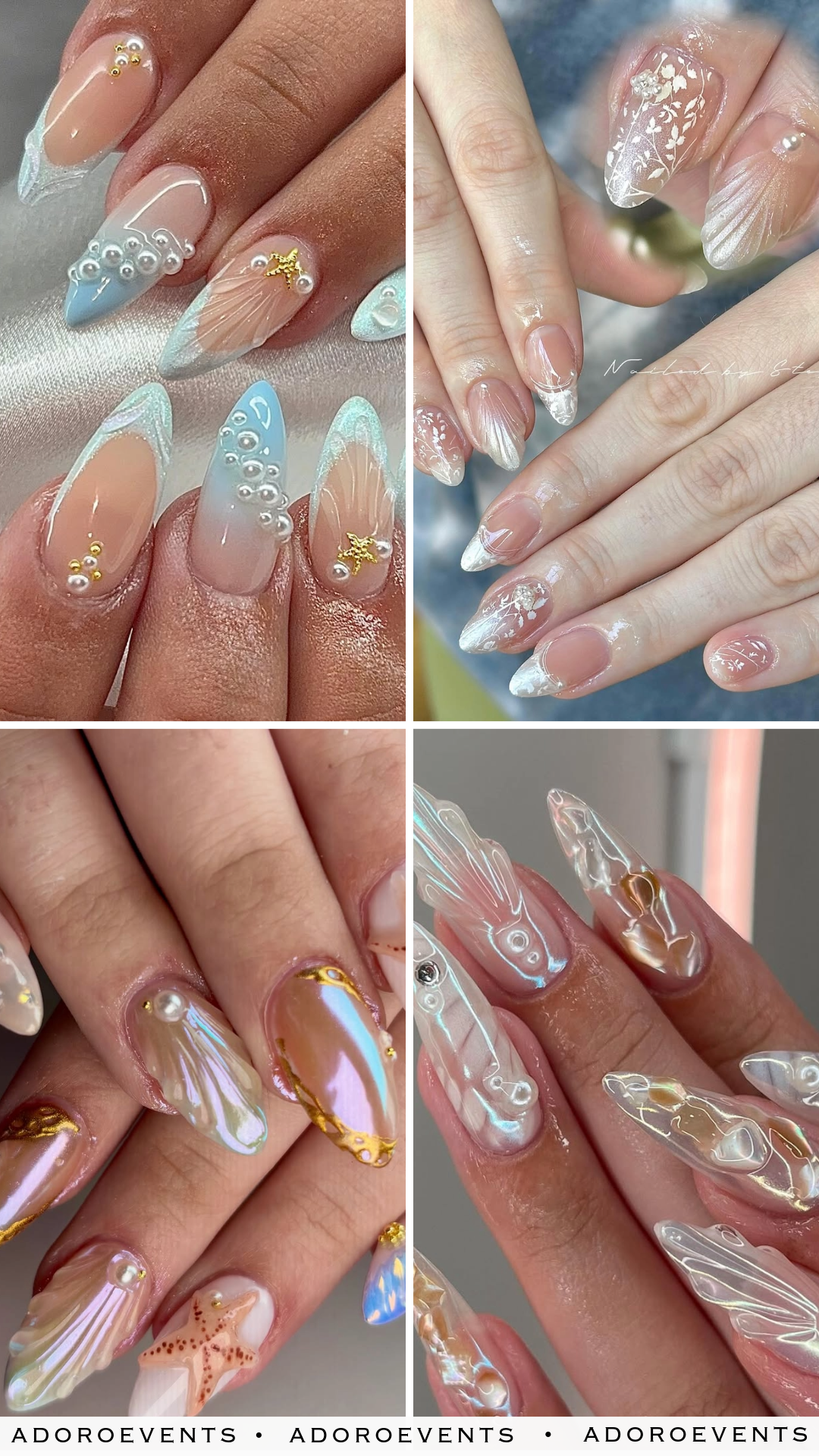 Collage of Mermaid Wedding Nail Ideas