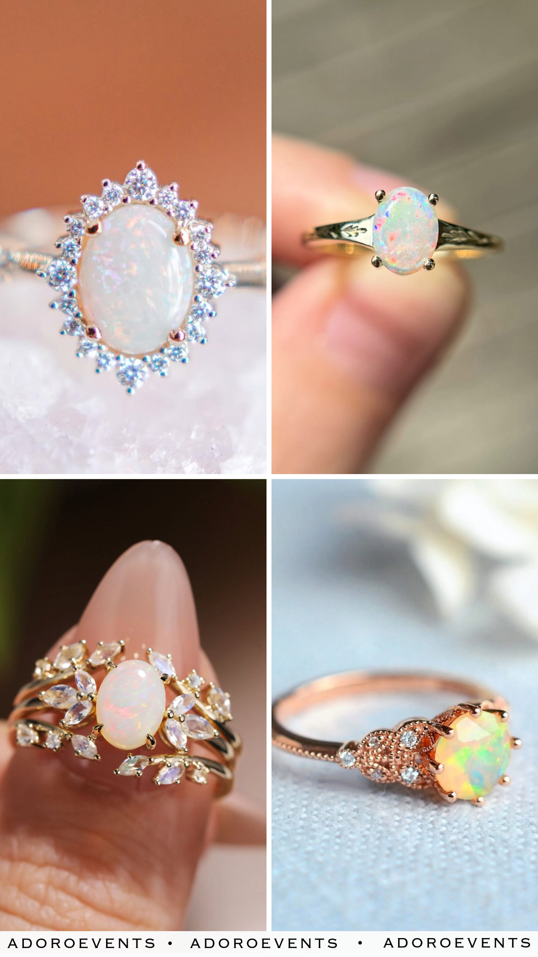 Collage of Opal Wedding Ring Ideas