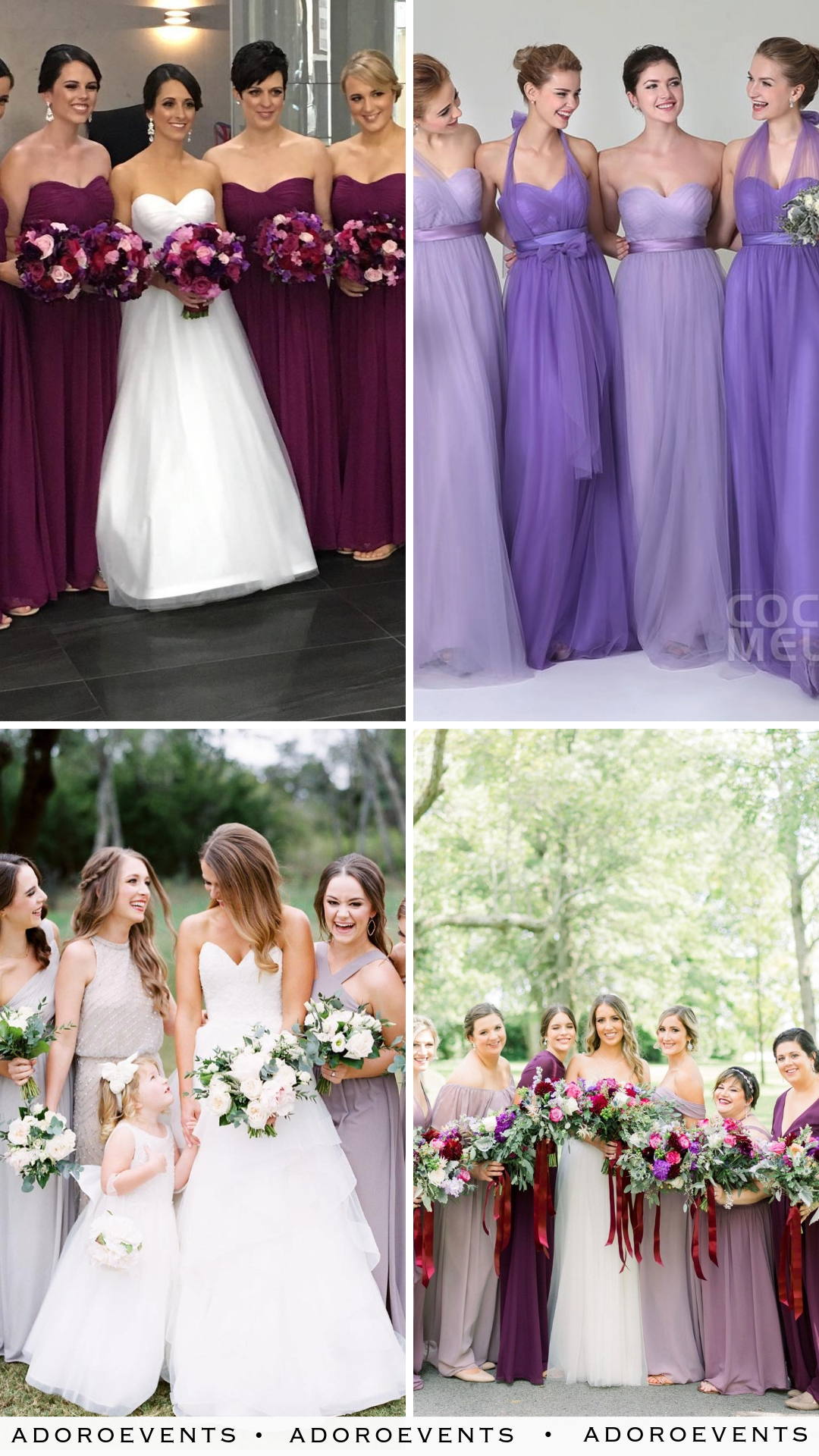 Collage of  Purple Bridesmaid Dresses Ideas