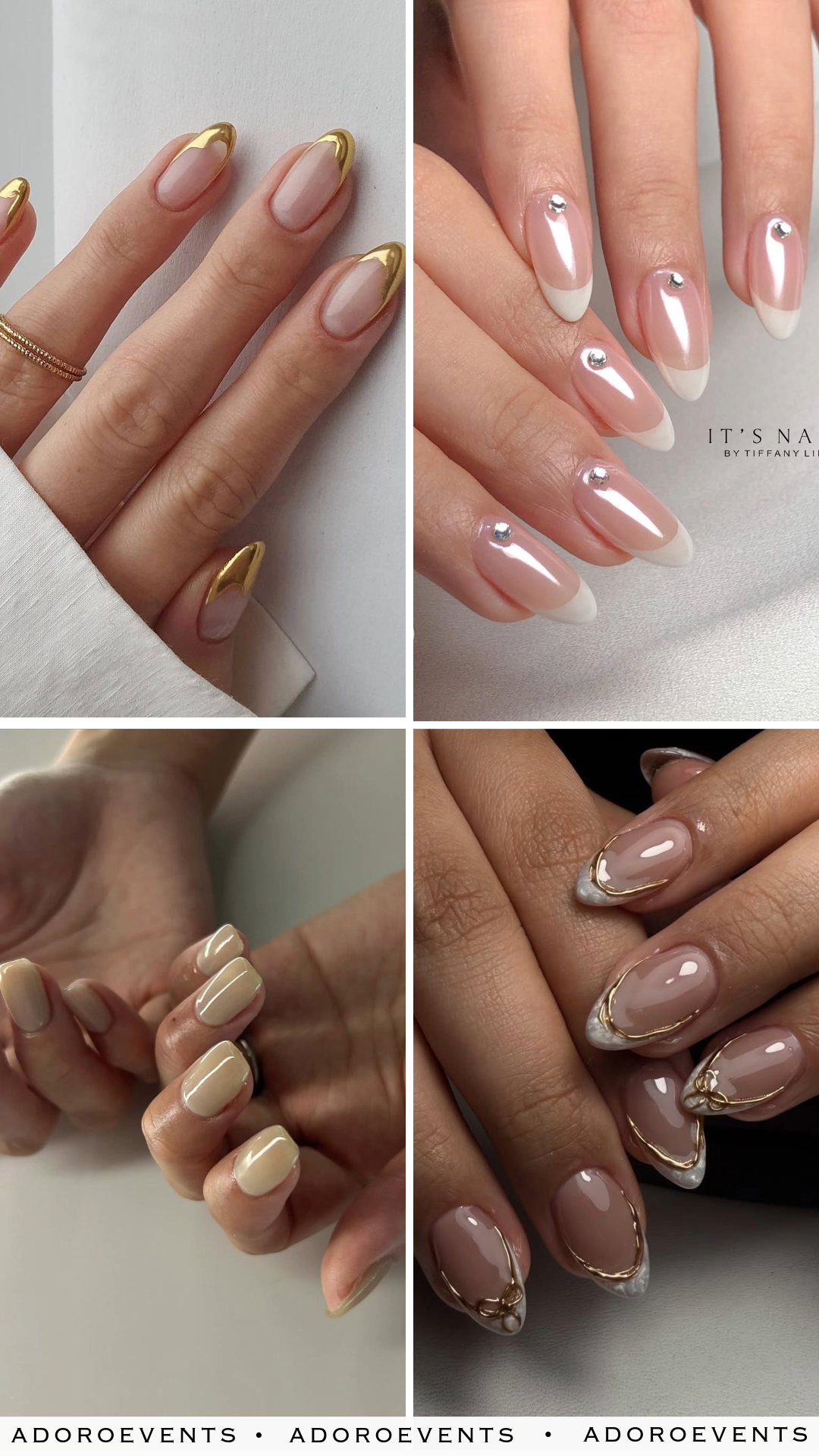 Collage of Simple Wedding Nail Ideas