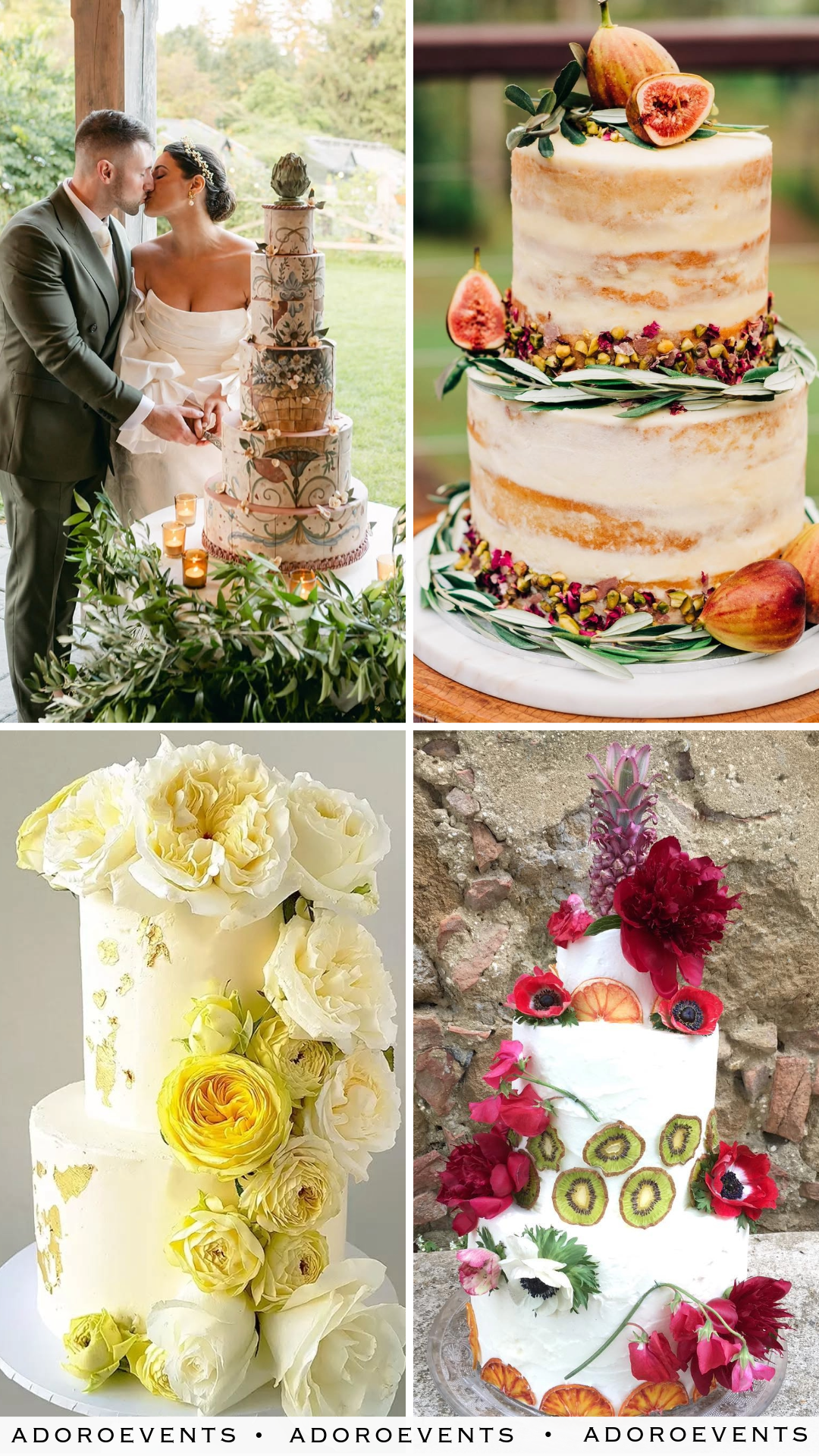 Collage of Tuscany Wedding Cake Ideas