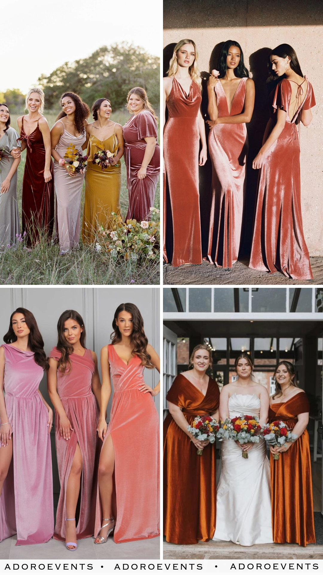 Collage of  Velvet Bridesmaid Dresses Ideas