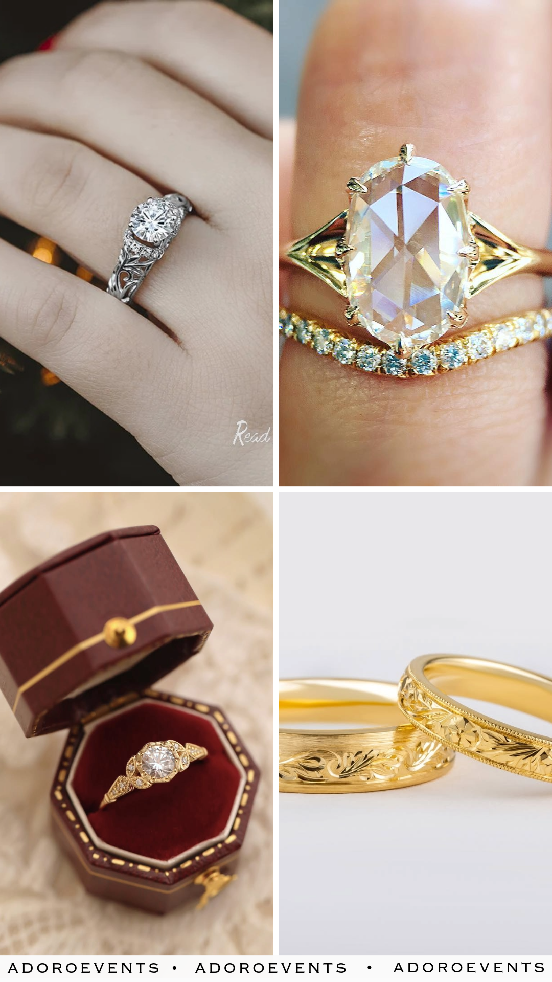 Collage of  Vintage Wedding Ring Ideas