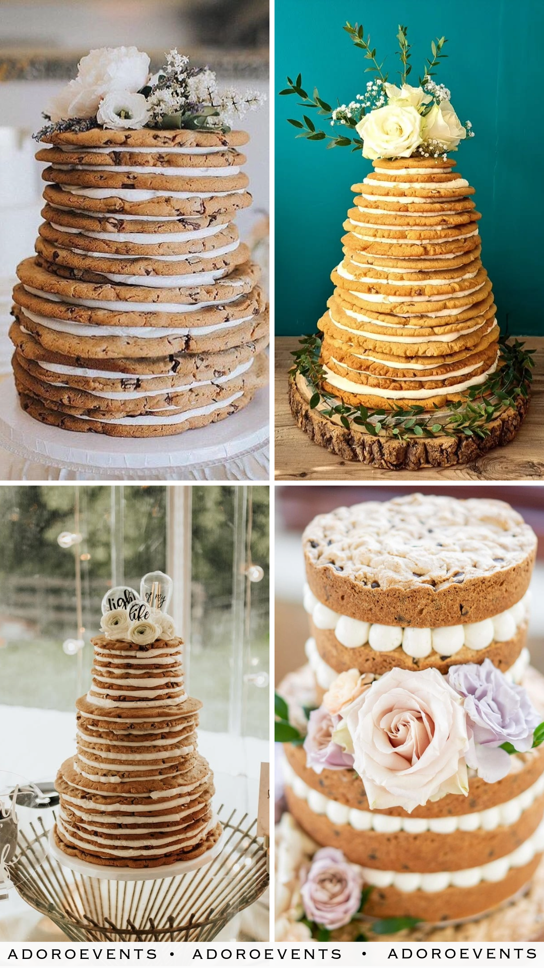 Collage of Wedding Cookie Cake Ideas