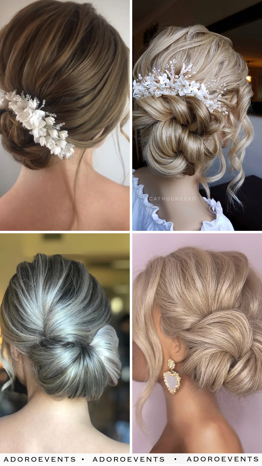 Collage of Wedding Side Bun Hairstyle Ideas