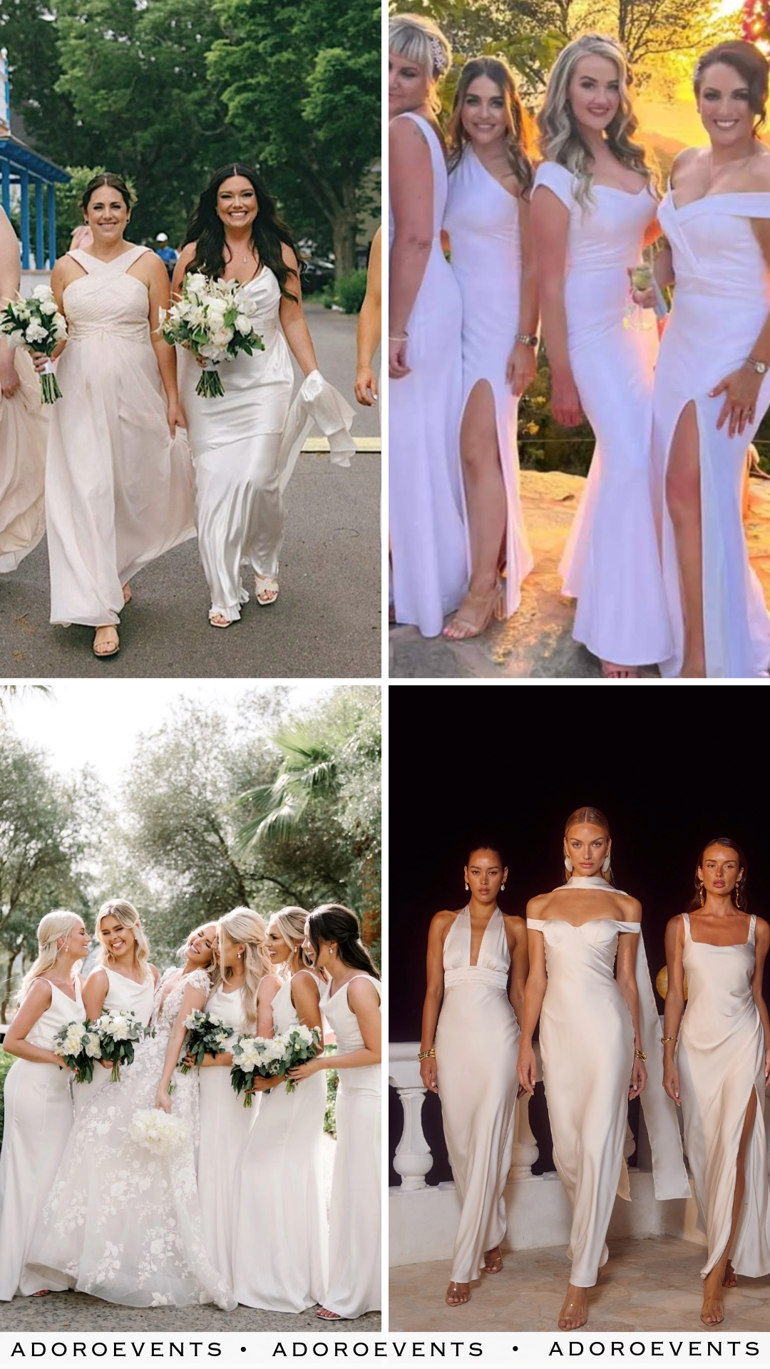 Collage of White Bridesmaid Dresses Ideas
