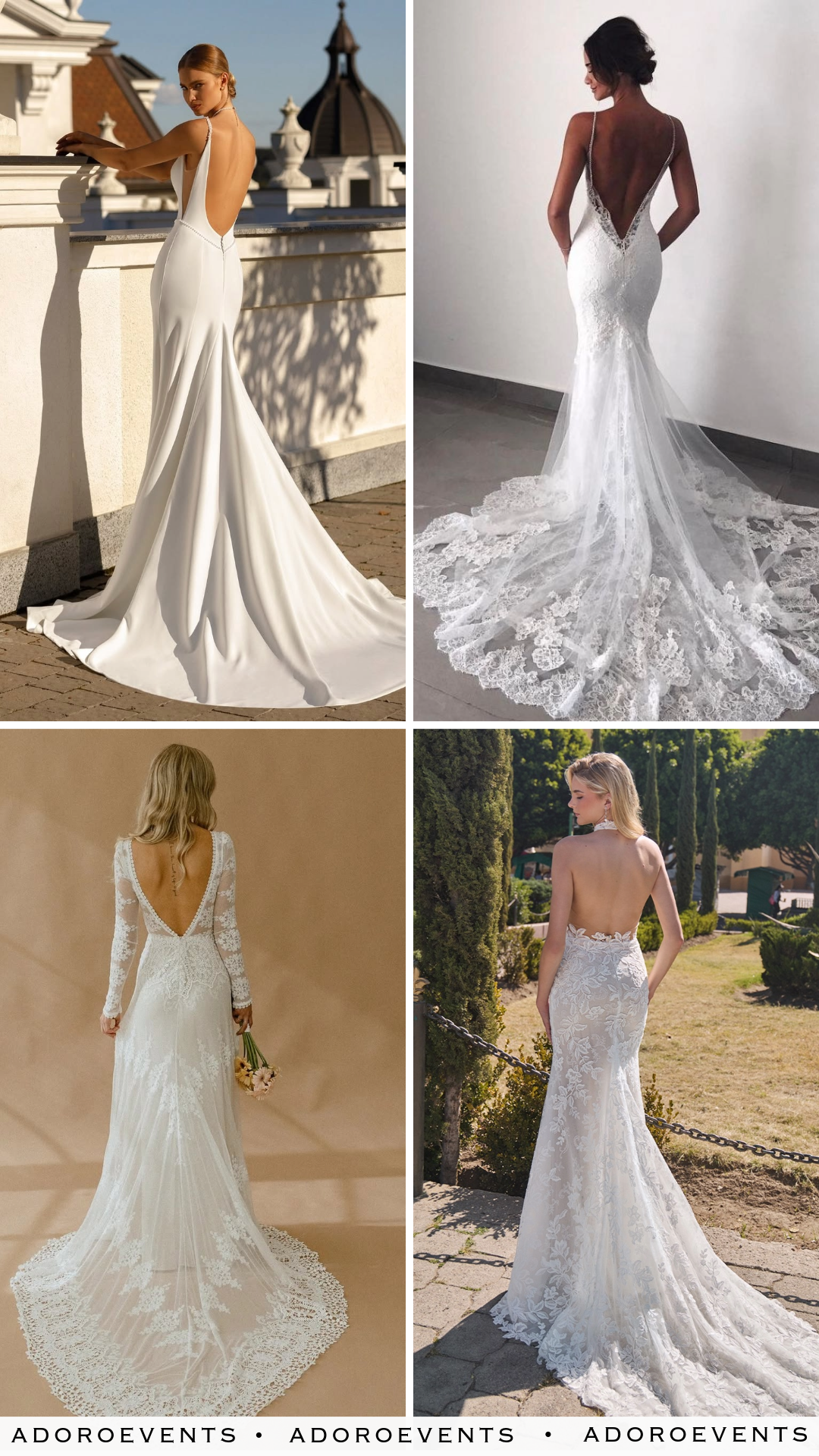 Collage of Backless Wedding Dresses