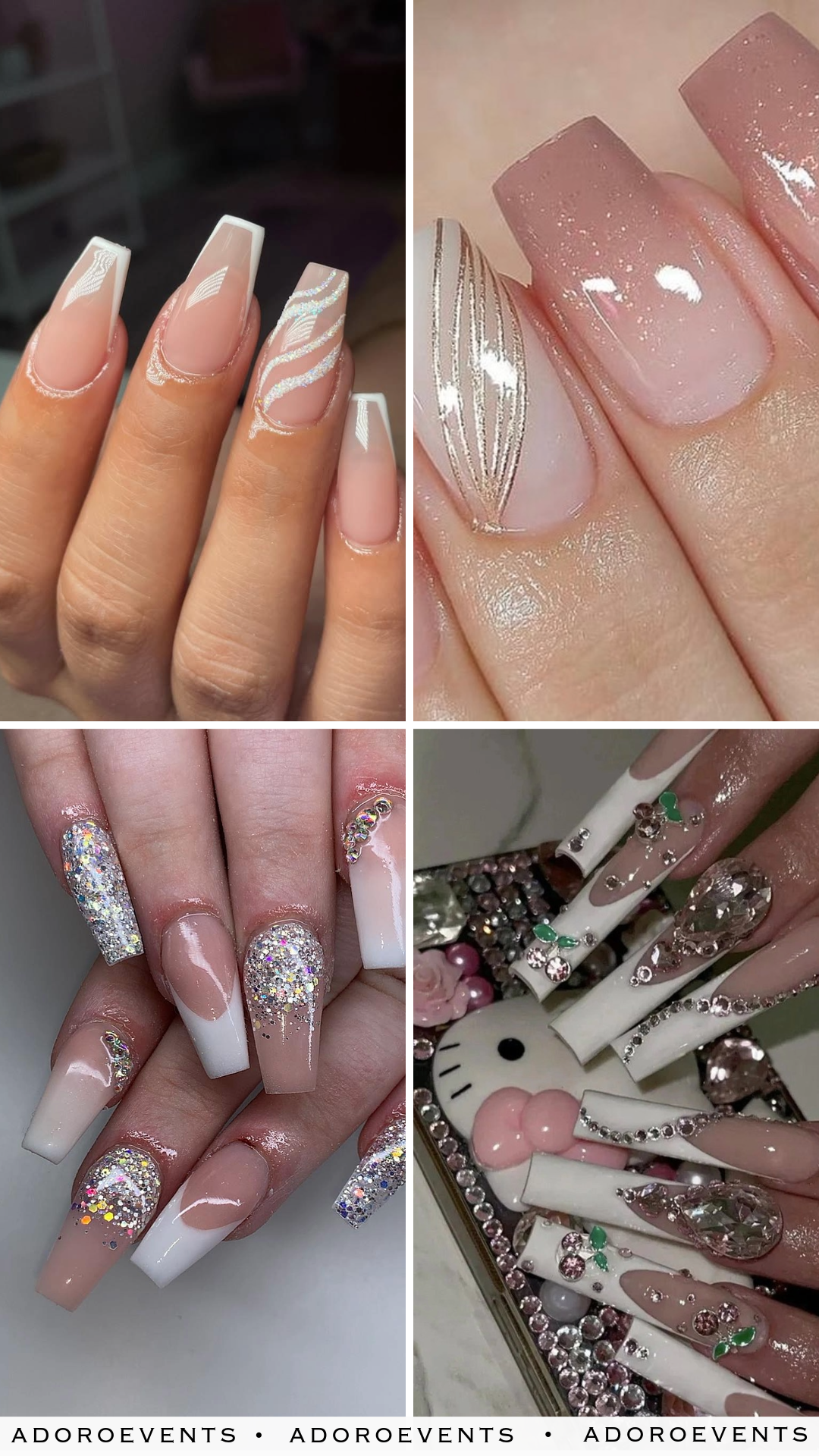 Collage of Coffin Wedding Nail Ideass